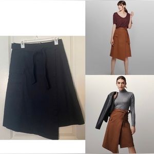 (NWOT) Prologue Asymmetrical Black Skirt w/ Attached Tie Belt, Size 16
